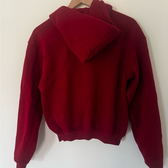 Skims Cotton Fleece Zip Up Hoodie in Brick - Picture 2 of 2